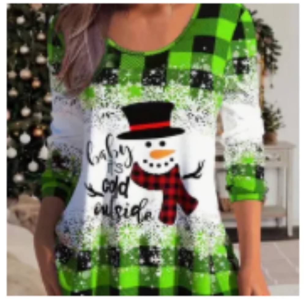 MWOT Women's Green Snowman T-shirt - 3X